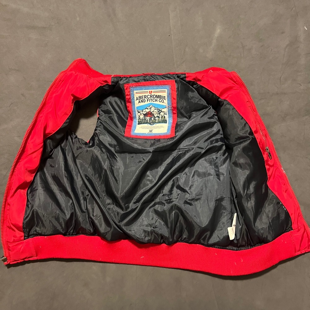 Vintage Abercrombie & Fitch Co. Mens Red Nylon Puffer Down Vest Full‎ Zip  Rare - Picture 4 of 9